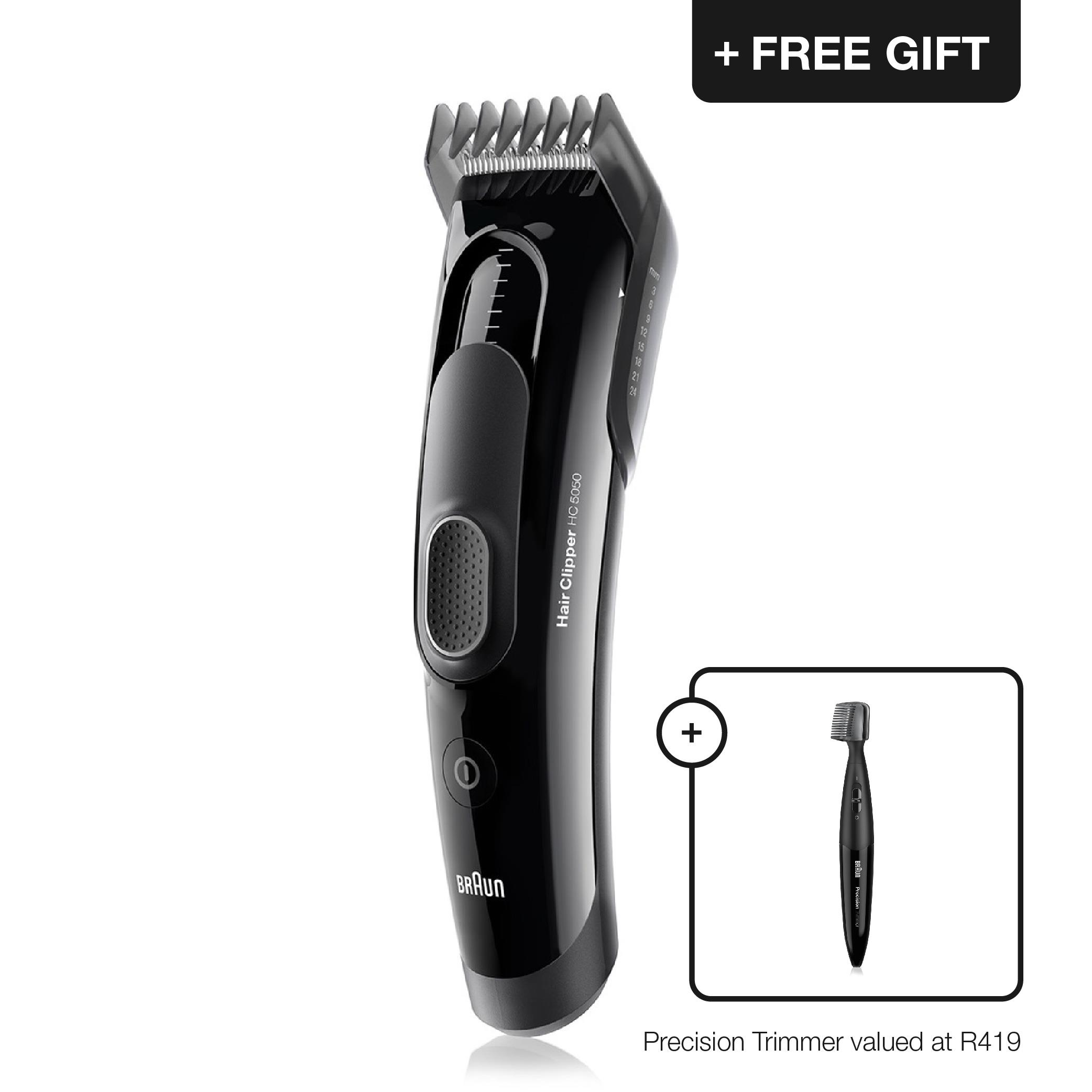 Braun HC5050 Hair Clipper with 2 combs for 16 precise length settings.  bs135555bs132370 – Braun Shavers